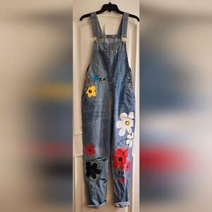 Jean Overalls with Flowers, Women's